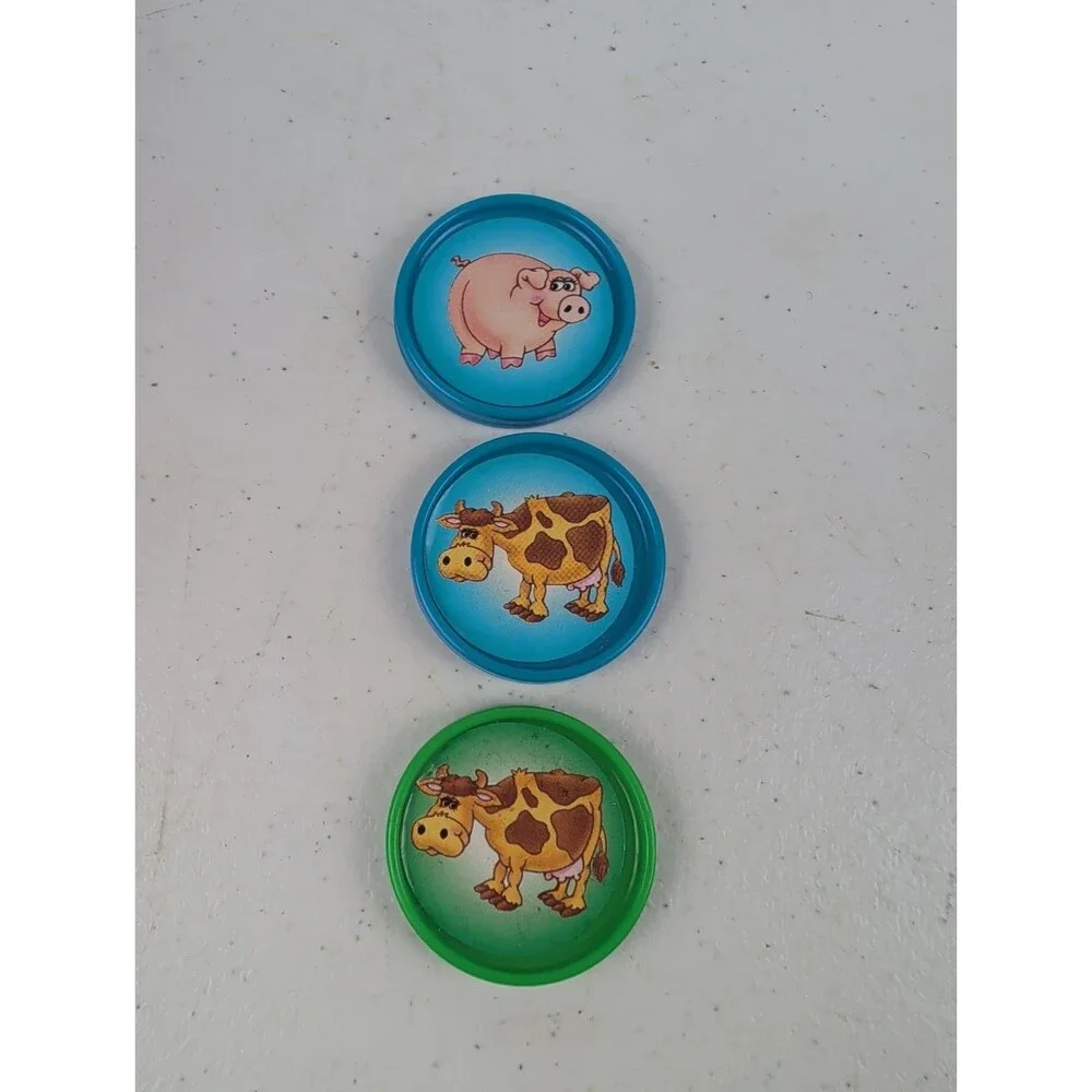 Fisher Price Barnyard Bingo 1994 Replacement Tokens (3) Cow And Pig